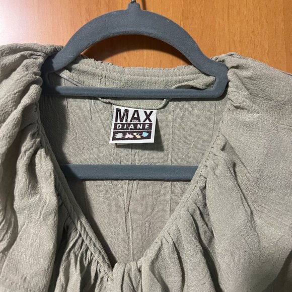 Sage Green Ruffle Button Down Blouse - Picture 3 of 4